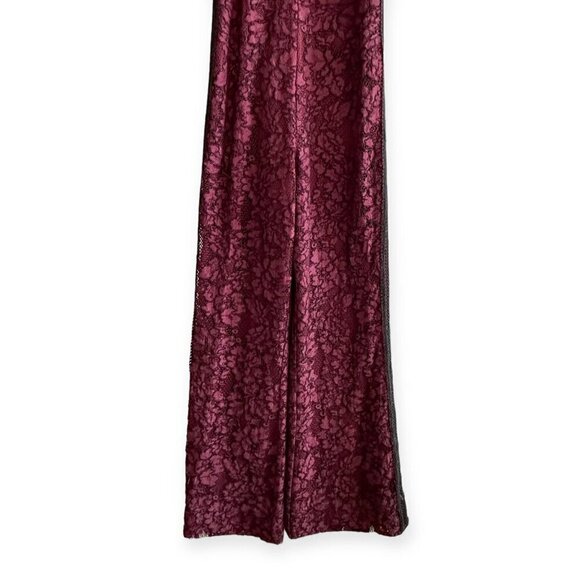 Alexis Philippe Lace Cold Shoulder Jumpsuit,  burgundy/ black,‎ Size S - Picture 7 of 16